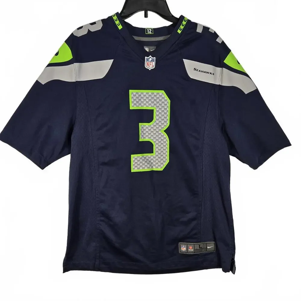 Russell Wilson Seahawks Jersey L Blue Nike On Field #3 Stitched Football - Picture 2 of 7